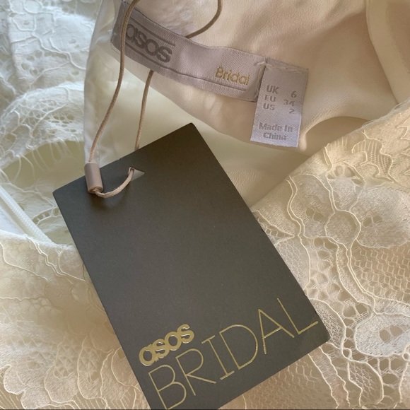 ASOS BRIDAL EDITION Grace Lace Long Sleeve Crop Top Maxi Wedding Dress - Picture 16 of 16